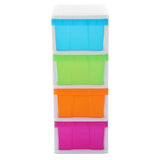 MEGA 4 Tier Drawer Storage Organiser Plastic Level Office Box Cabinet in Coloured