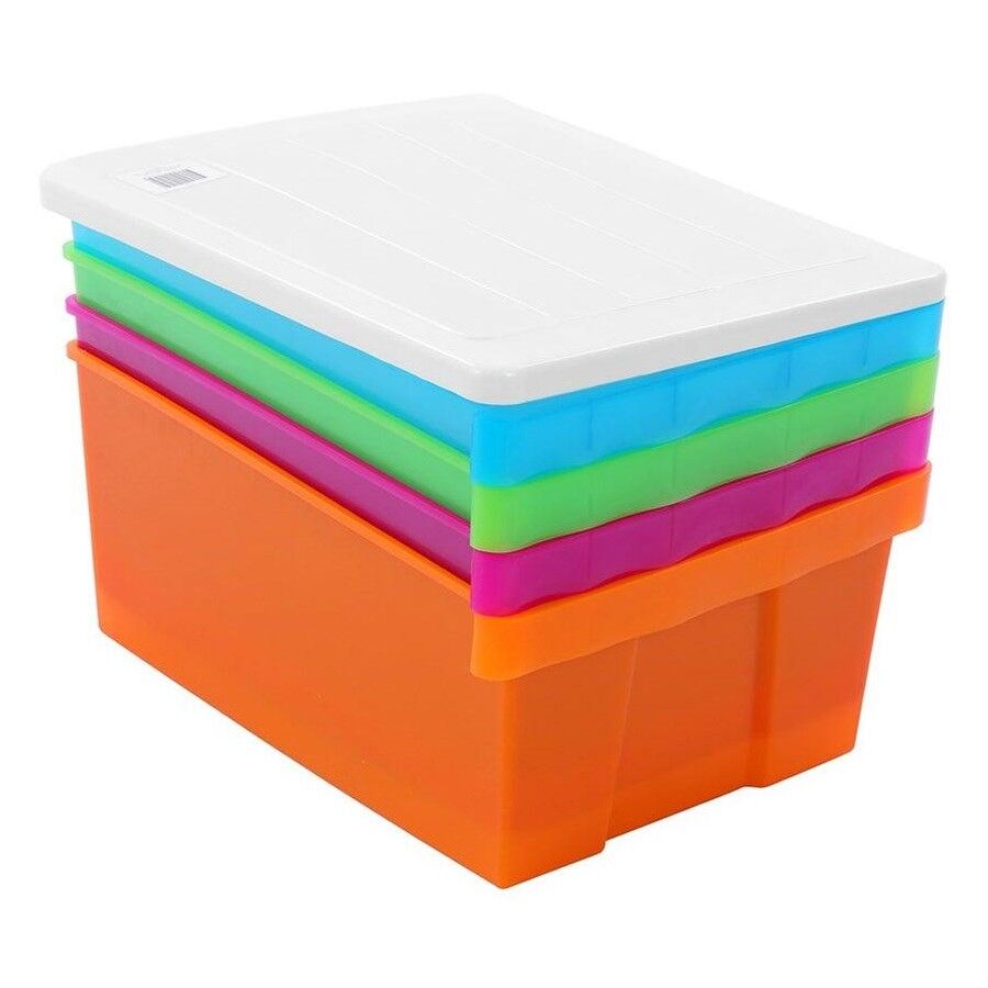 MEGA 4 Tier Drawer Storage Organiser Plastic Level Office Box Cabinet in Coloured