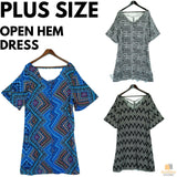 Plus size V-Neck Printed Open Hem Dress  Sleeve King Tall Bohemian