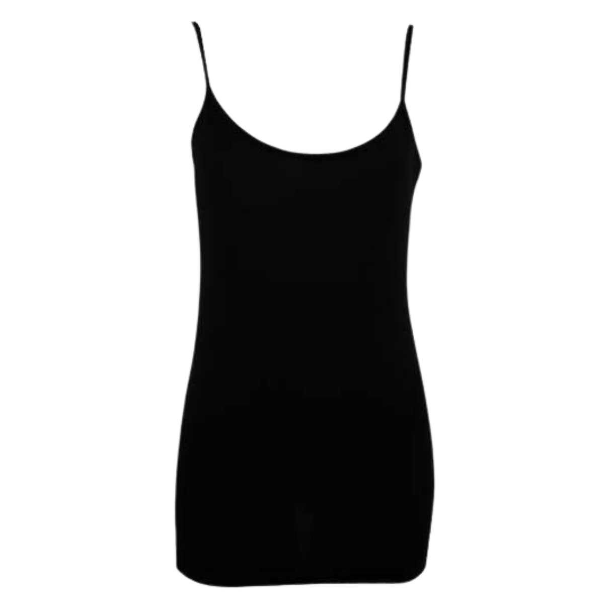 CAMISOLE TOP Long Cami Top Womens Singlet Summer Casual Wear Basic Tank Shirt - Black