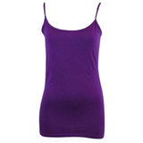 CAMISOLE TOP Long Cami Top Womens Singlet Summer Casual Wear Basic Tank Shirt - Purple