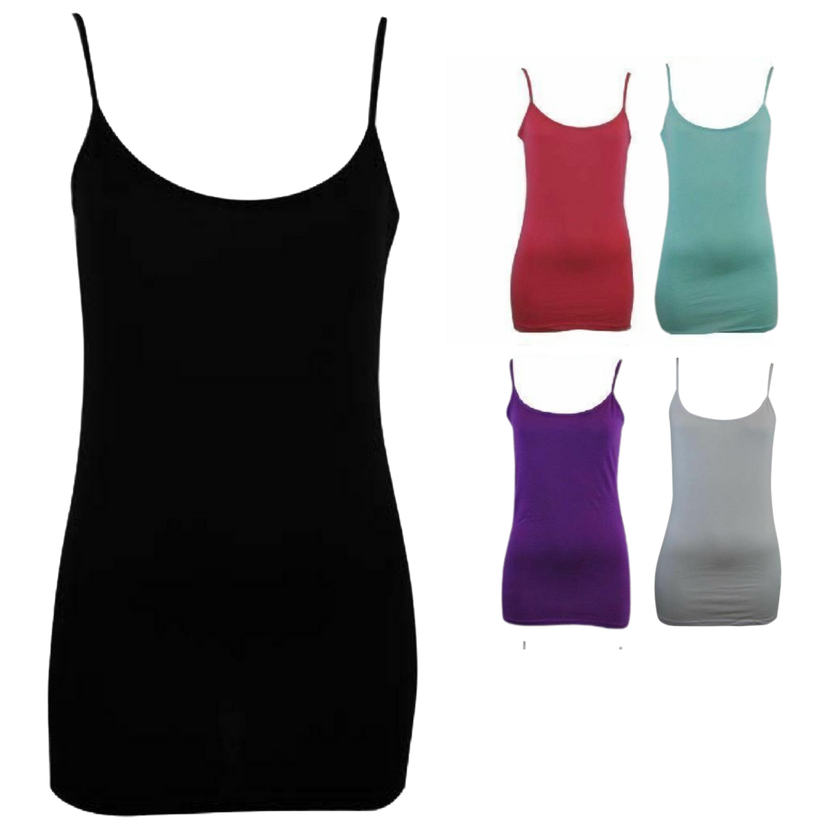 CAMISOLE TOP Long Cami Top Womens Singlet Summer Casual Wear Basic Tank Shirt