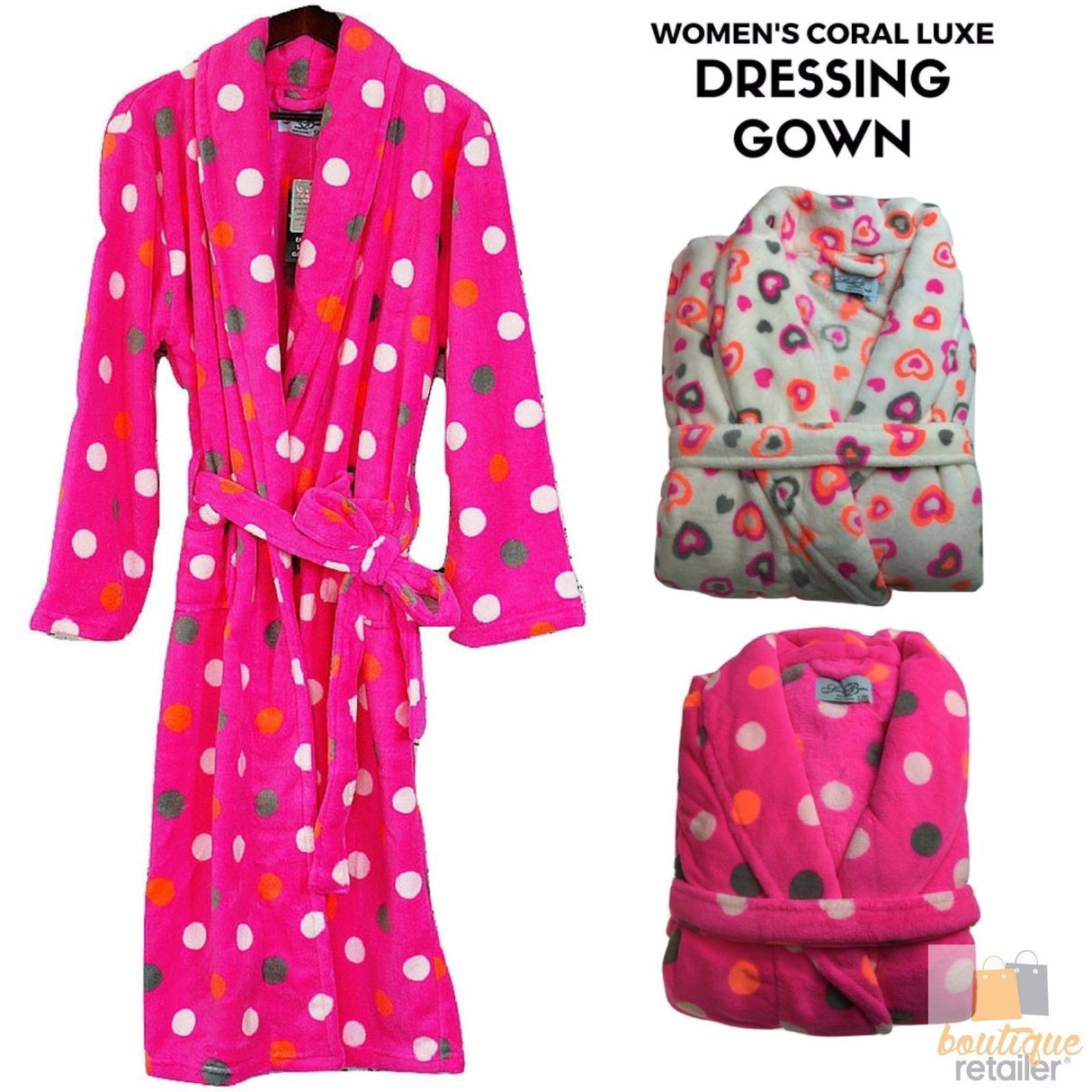 Womens Bathrobe Dressing Gown Fleece Fluffy Soft Bathing Robes Sleepwear