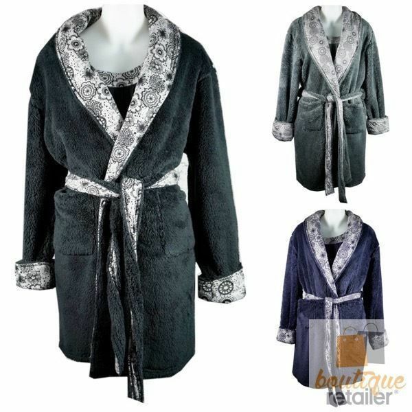 LUXURY WOMENS DRESSING GOWN Coral Fleece Bathrobe Nightwear Ladies Sleepwear