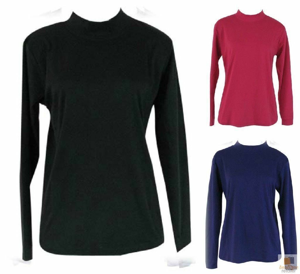 Ladies SKIVVY Turtle Neck Womens Long Sleeve Plain Top Skivvies Warm