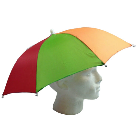 2-pc-Set Rainbow Umbrella Hat + 70s Fake Moustache Costume Props Novelty Fancy