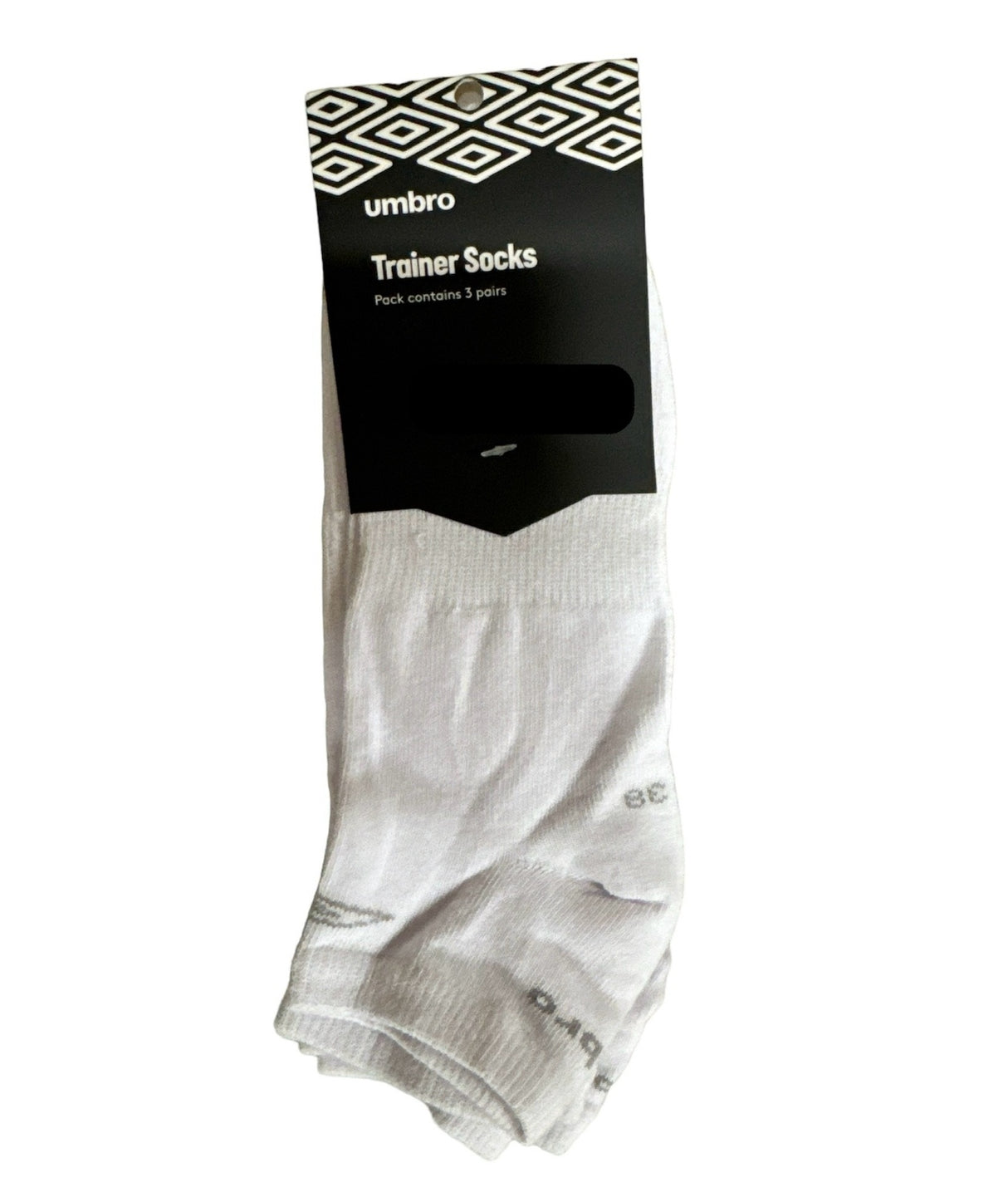 Umbro Mens Trainer Ankle Socks - White - 1 Pack of 3 Pairs