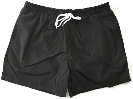 Mens Swim Running Sports Shorts w Brief Lining Elastic Drawstring Waistband - Black