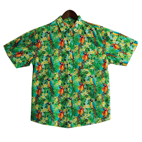 Mens HAWAIIAN SHIRT 100% Cotton Beach Tropical Summer Top - Green