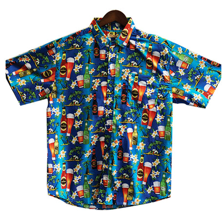 Mens HAWAIIAN SHIRT 100% Cotton Beach Tropical Summer Top - Vintage Palms - Friday Drinks