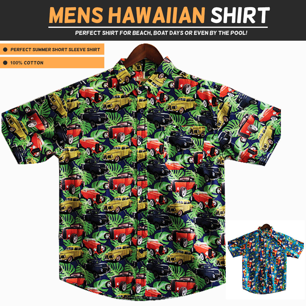 Mens HAWAIIAN SHIRT 100% Cotton Beach Tropical Summer Top