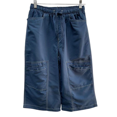 Mens 3/4 Longer Length Microfibre Cargo Shorts Bottoms - Dark Denim