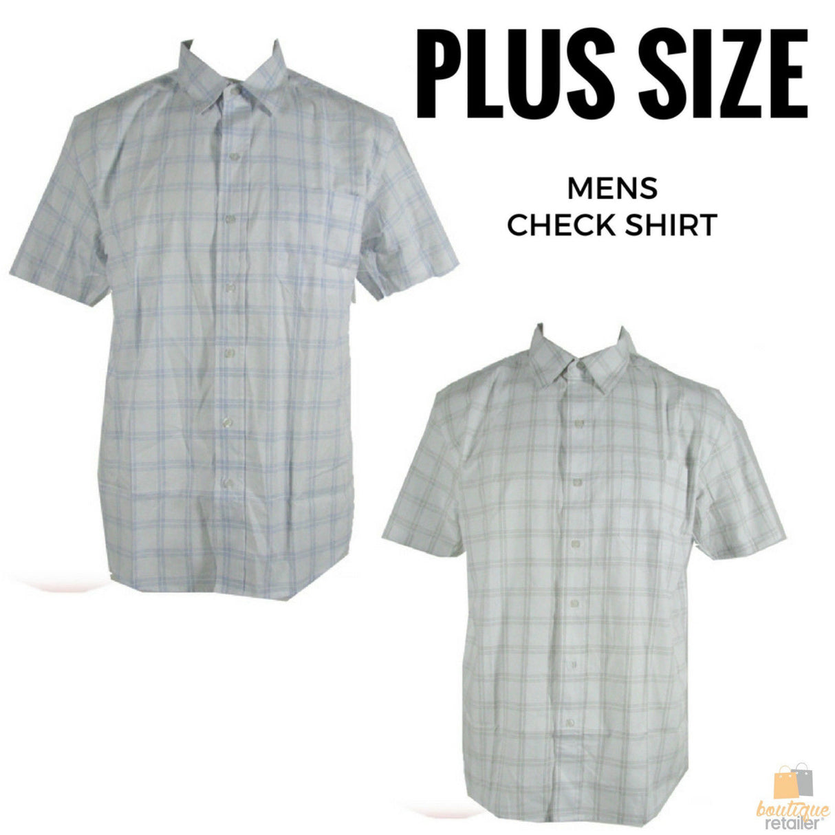 PLUS SIZE CHECK SHIRT Big & Tall King Large 100% COTTON Summer Short Sleeve