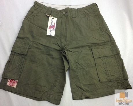 CARGO SHORTS 100% COTTON Army Military PLAIN Pocket Drawstrings Mens S-XXL - Army Green