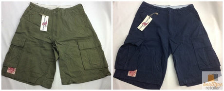 CARGO SHORTS 100% COTTON Army Military PLAIN Pocket Drawstrings Mens S-XXL - Army Green