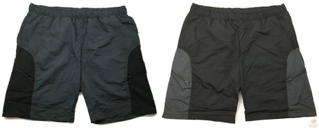 Mens Plus Size Microfibre Board Shorts Summer Big Tall King Elastic Zip Pocket - Coal/Black