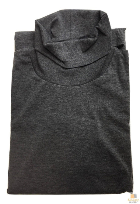 Mens SKIVVY Long Sleeve Plain Top Skivvies Warm High Neck Cotton Blend  0750 - Coal Marle