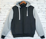 Mens 2-Tone Puffer Hoodie Jacket Thick Warm Winter Fleece Padded Parka