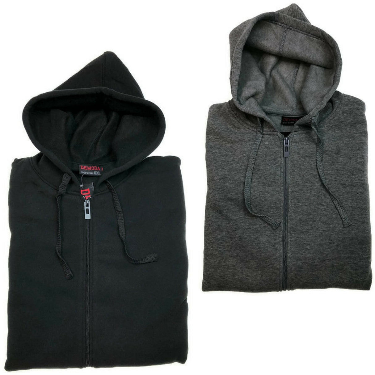 Mens PLUS SIZE ZIP HOODIE Plain Winter Fleece Jumper Sweatshirt Pockets