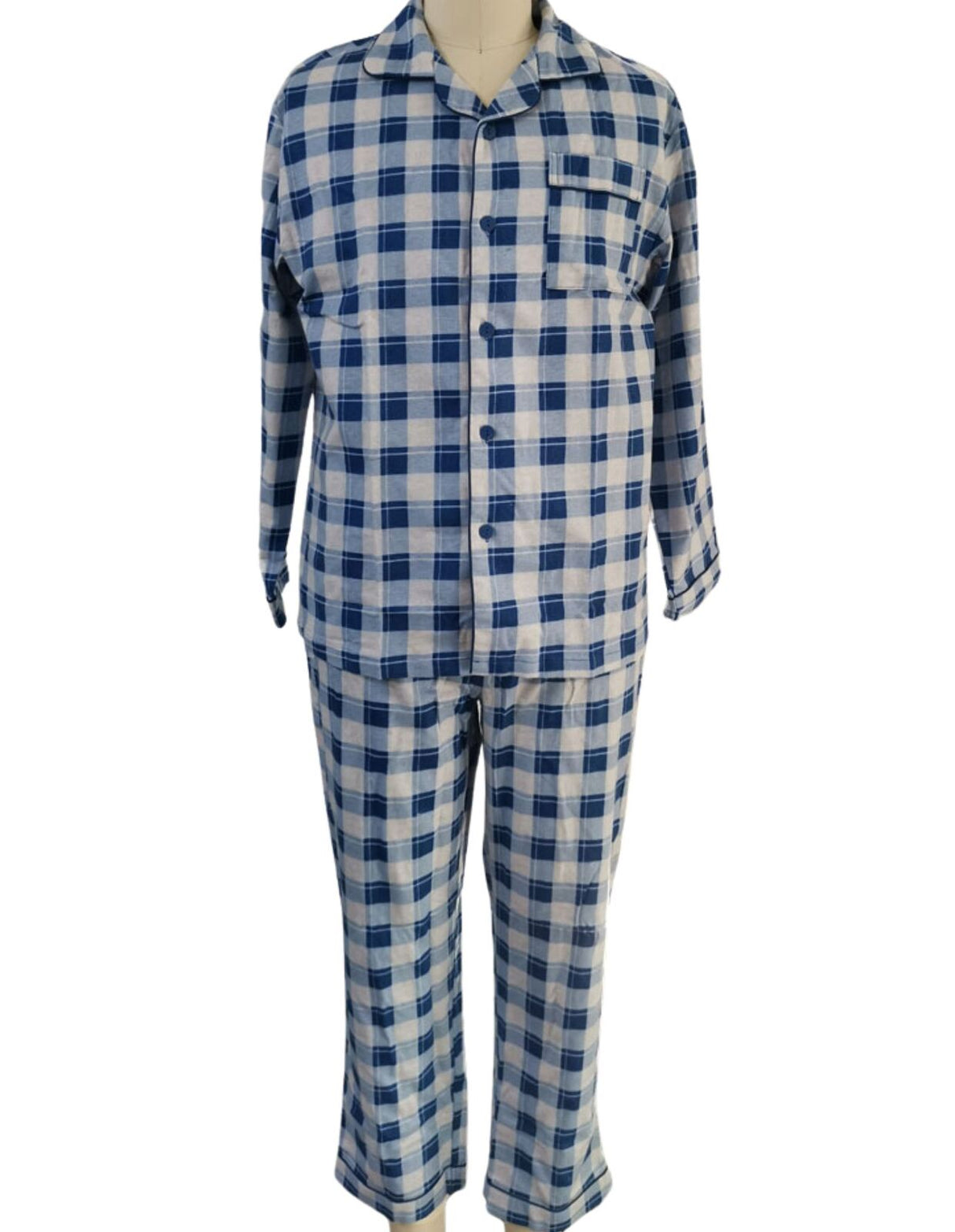 Mens FLANNELETTE PYJAMA Set Sleepwear Soft 100% Cotton PJs Two Piece Pajamas