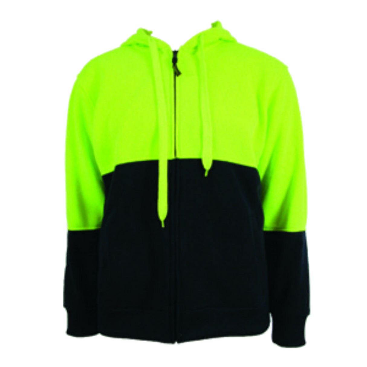 HI VIS Jumper Full Zip Hoodie Safety Workwear Fleecy Fleece Jacket Hooded