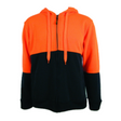 HI VIS Jumper Full Zip Hoodie Safety Workwear Fleecy Fleece Jacket Hooded - Orange/Navy