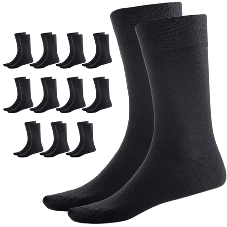 12 Pairs BAMBOO SOCKS Crew Natural Eco Healthy Enviro Unisex Business Work BULK - Black