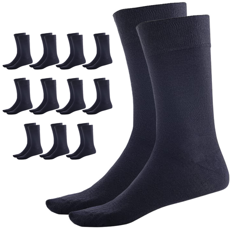 12 Pairs BAMBOO SOCKS Crew Natural Eco Healthy Enviro Unisex Business Work BULK - Navy