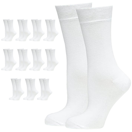 12 Pairs BAMBOO SOCKS Crew Natural Eco Healthy Enviro Unisex Business Work BULK - White