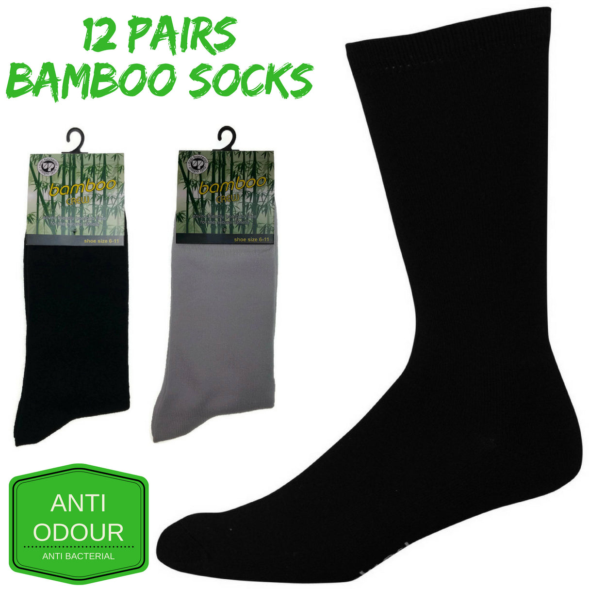 12 Pairs BAMBOO SOCKS Crew Natural Eco Healthy Enviro Unisex Business Work BULK