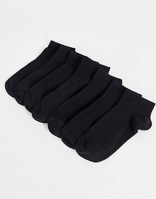 7 Pairs Low Cut Socks Cotton Soft Breathable Non-Slip Casual Ankle - Black