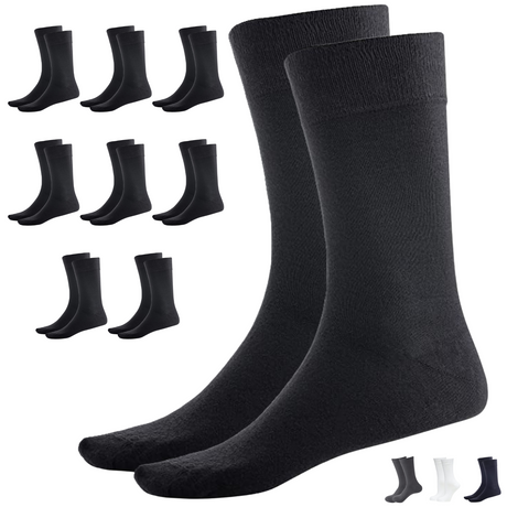 9 Pairs BAMBOO SOCKS Crew Natural Eco Healthy Enviro Unisex Work Business BULK - Black