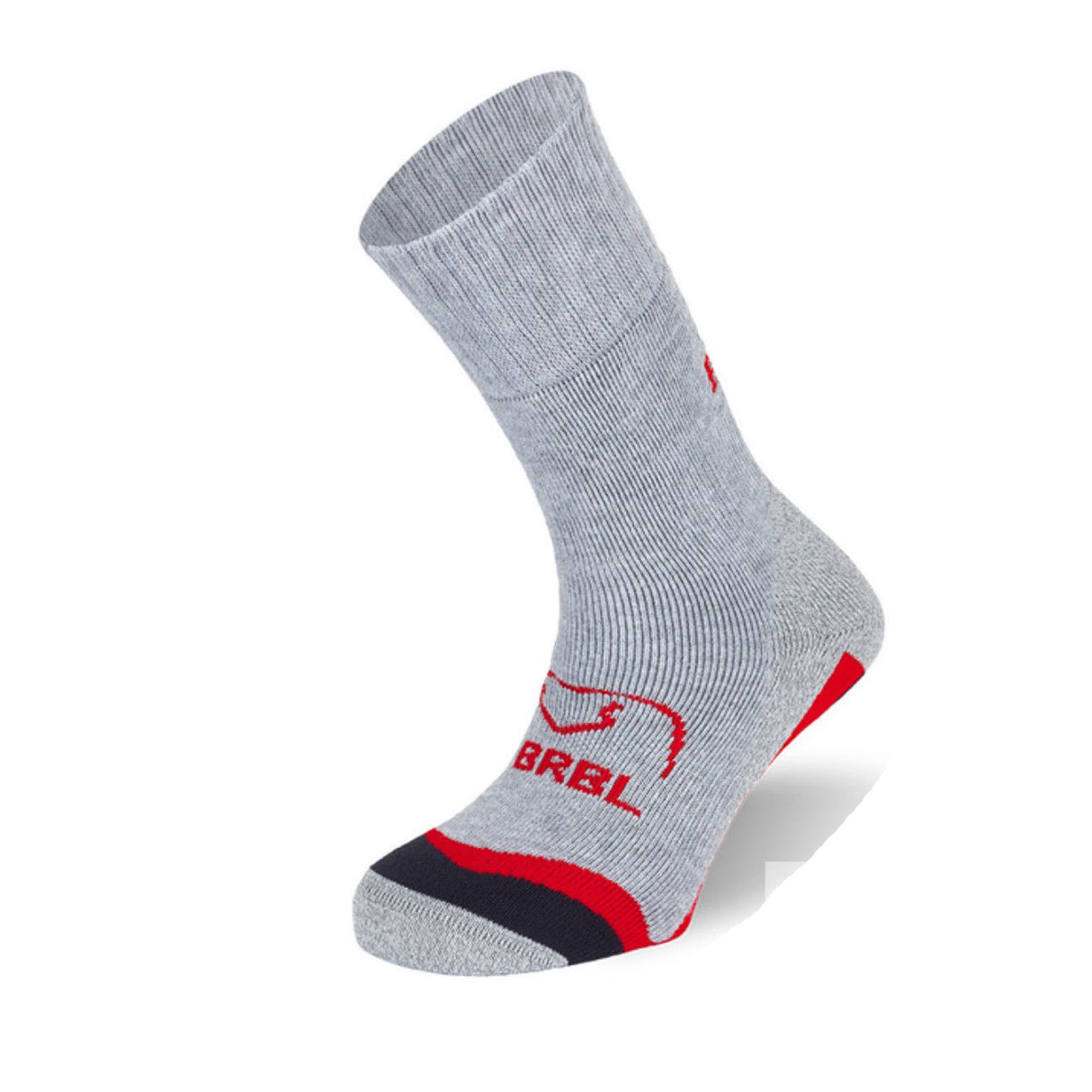 BRBL Urso Ski Socks Trekking Hiking Warm MADE IN ITALY - Light Grey/Red - S