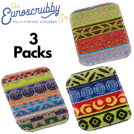 3pk EUROSCRUBBY Multi-Purpose Scrubber Cleaning Cloth Bathroom Kitchen Cleaner