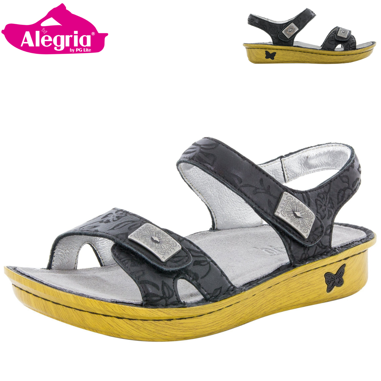 ALEGRIA Vienna Ankle Strap Sandals Shoes Womens - Morning Glory Black