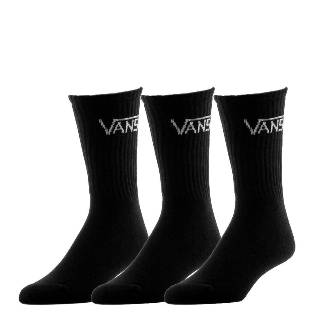 VANS 3pk Classic Crew Socks Sport Skate Skateboard Sox BMX - Black