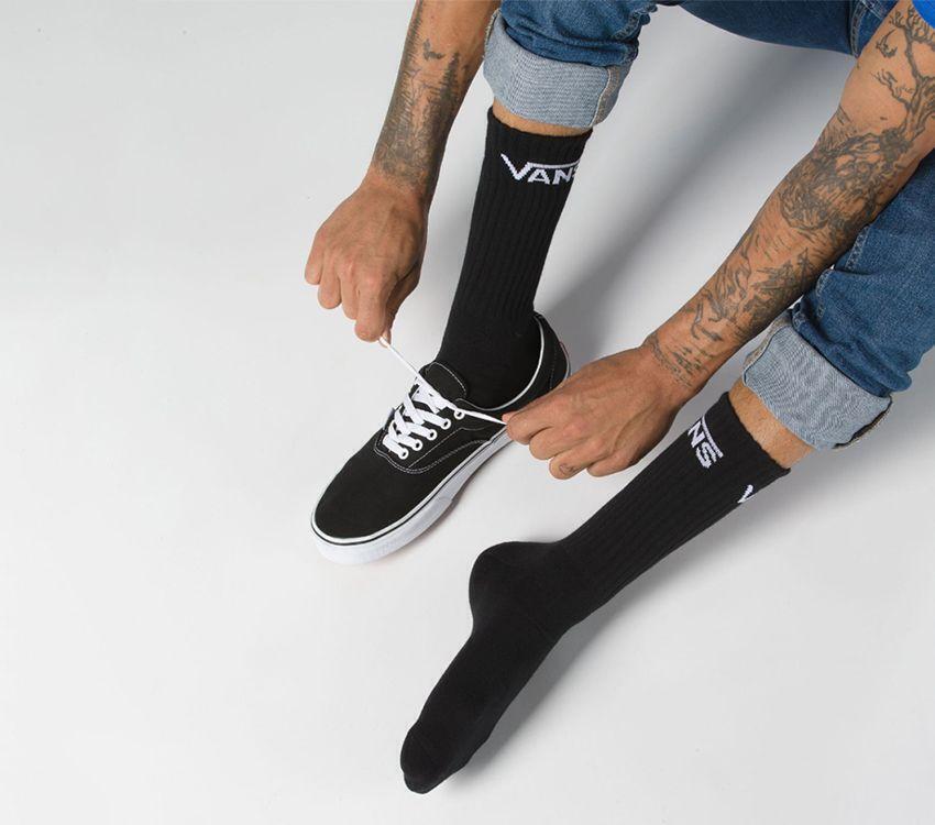 VANS 3pk Classic Crew Socks Sport Skate Skateboard Sox BMX - Black