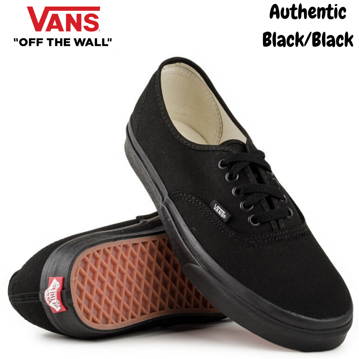 VANS Authentic Shoes Sneakers Classic Skateboard Sneakers Casual Skate Board - Black/Black