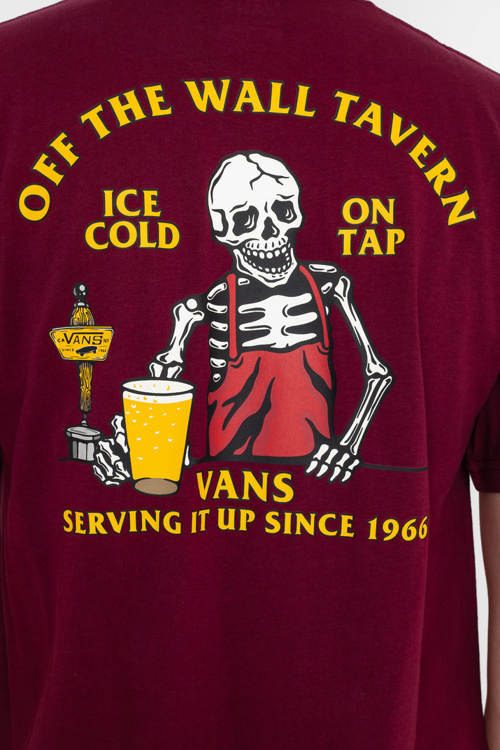 Vans Mens Off The Wall Tavern T-Shirt- Burgundy