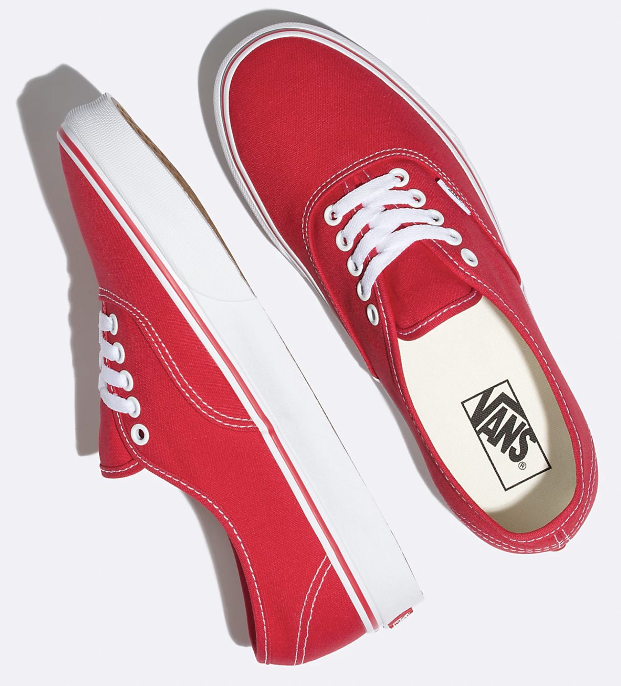 Vans Mens Authentic Canvas Shoes Classic Skateboard Sneakers Casual - Red