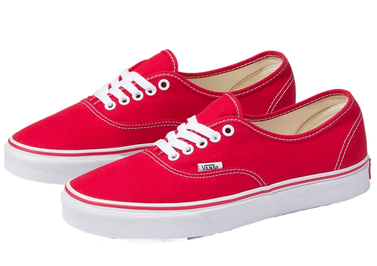 Vans Mens Authentic Canvas Shoes Classic Skateboard Sneakers Casual - Red