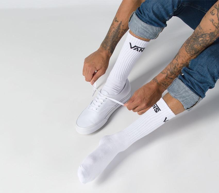 VANS 3pk Classic Crew Socks Sport Skate Skateboard Sox - White