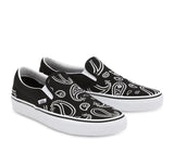 Vans Mens Classic Slip-On Shoes Sneaker Casual Peace Paisley - Black/True White