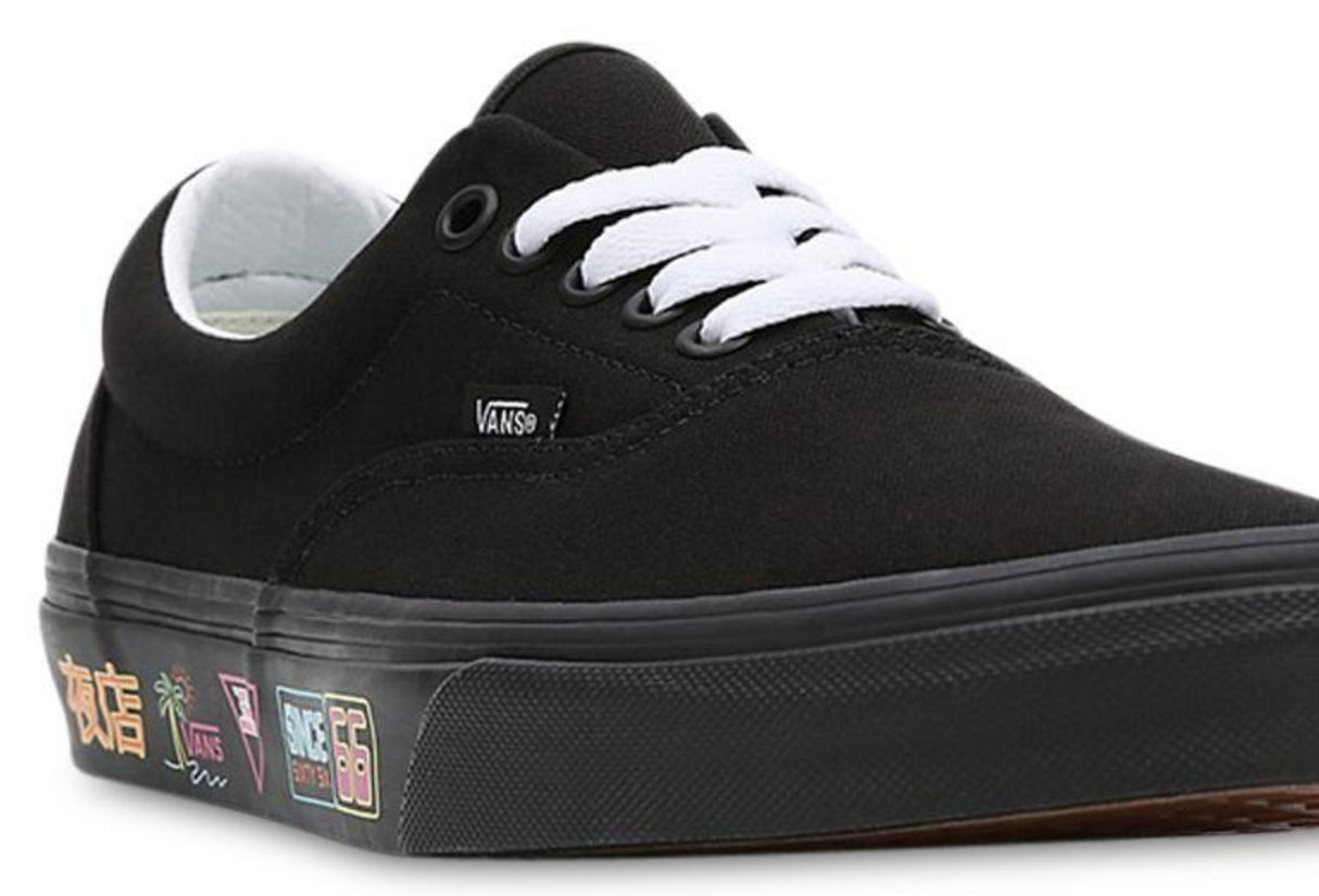 Vans Mens Era Market Canvas Casual Sneakers Shoes Skateboard - Black/Neon