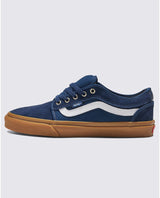 Vans Skate Chukka Low Side Stripe Lace Up Shoes in Dress Blues/Gum