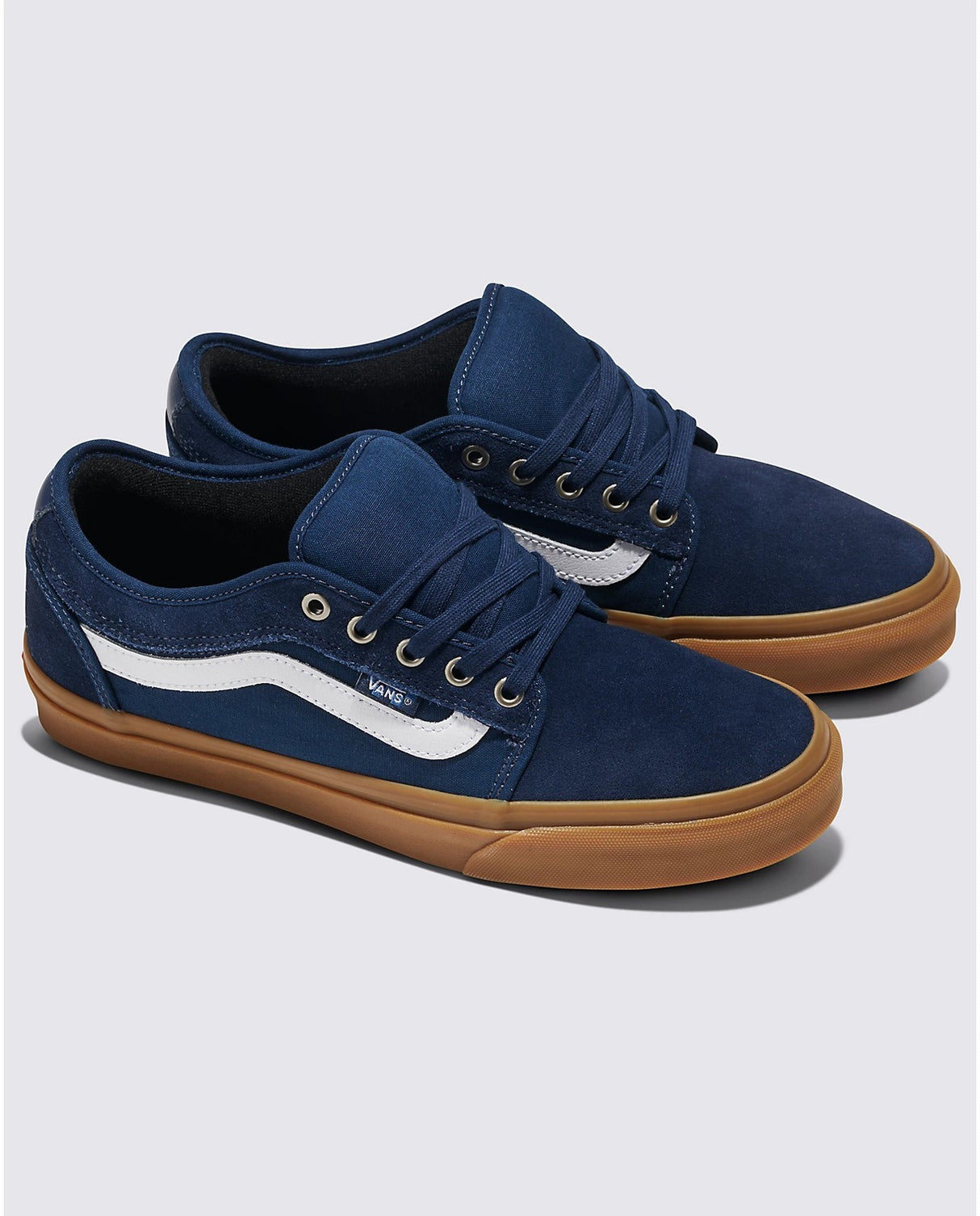 Vans Skate Chukka Low Side Stripe Lace Up Shoes in Dress Blues/Gum