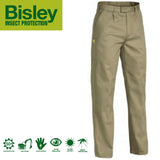 Bisley Mens Insect Protection Drill Work Pants Trousers - Khaki