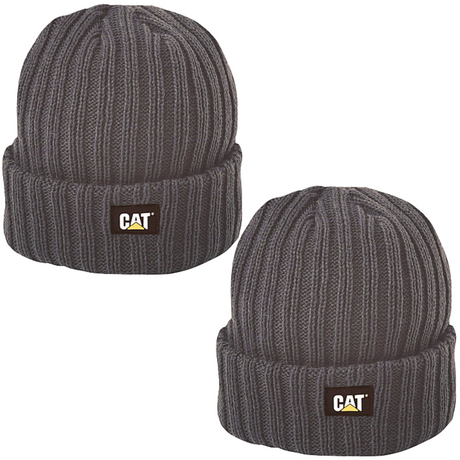 2x CATERPILLAR RIB WATCH CAP - GRAPHITE BEANIE HAT - ONE SIZE