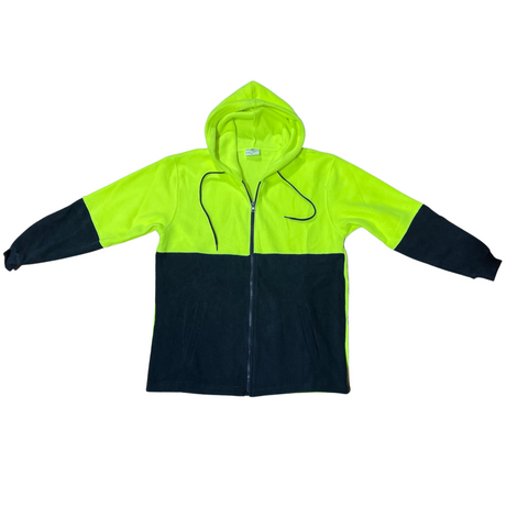 Full Zip Hi Vis Polar Fleece Hoodie Jumper Safety Workwear Fleecy Jacket Unisex