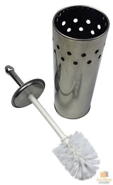 Toilet Brush Holder Metal Stainless Steel Bathroom Set Handle Round Cover Clean